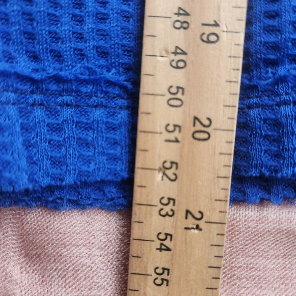 NWT Free People We‎ The Free Blue Waffle Knit Bell Sleeve Top Size XS Relaxed